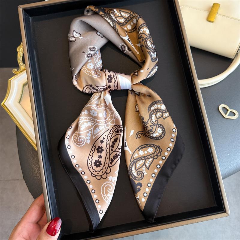 Luxury Cashew Print Female Neck Scarf Soft Satin Women Square Hair Scarves Foulard Head Band Shawls Wraps Neckerchief Bandana