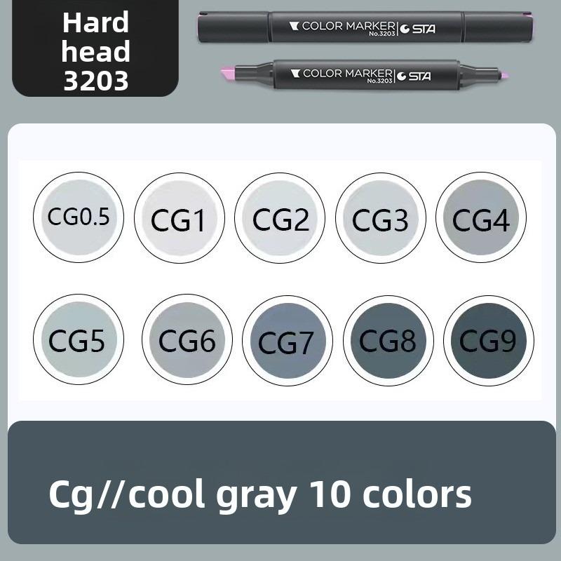 Gray Marker Set Alcohol-Based Art Markers Dual-Tip Brush for Sketching, Painting, Graffiti, Comics, and School Art