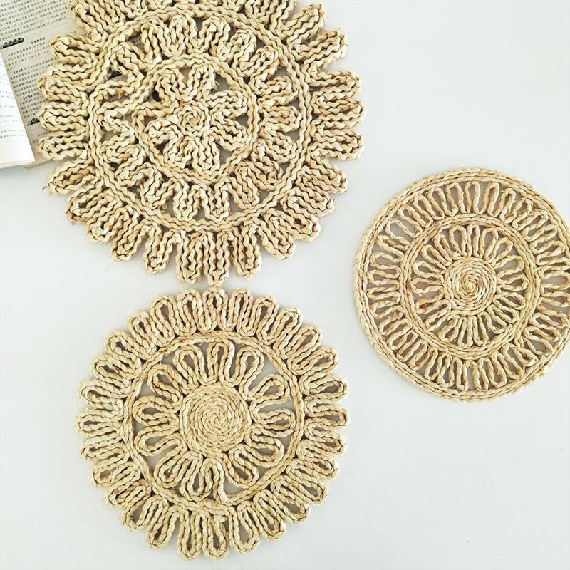 Плетёная подставка под кастрюлю из кукурузных листьев, термостойкая, и подставка-костер