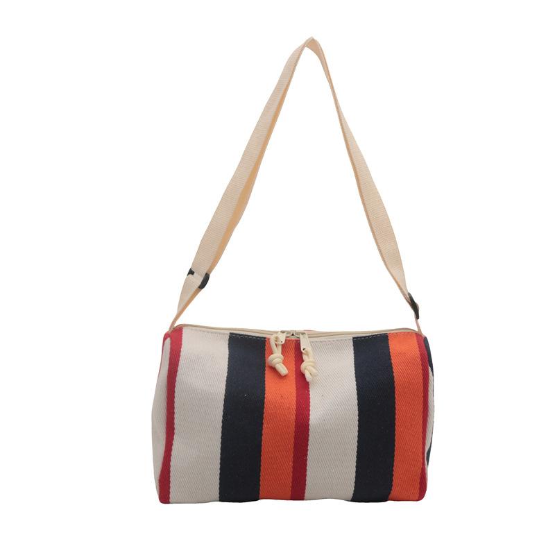 Женская новая модная и универсальная сумка через плечо, трендовая большая вместительная полосатая повседневная сумка через плечо, ретро-холщовая сумка в литературном стиле