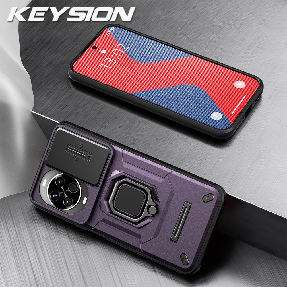 KEYSION Противоударный чехол для Huawei nova 14 14 Pro с выдвижной защитой камеры, металлической кольцевой подставкой, задняя крышка для телефона Huawei nova14Pro