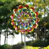 Colorful Flower Wind Spinner with Stake Weather-proof Outdoor Garden Yard Lawn Metal Rotary Windmill