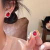 1Pair Jewelry Shiny Zircon Crystal Charm Women Colorful Stud Earrings Oval Alloy/Plastic