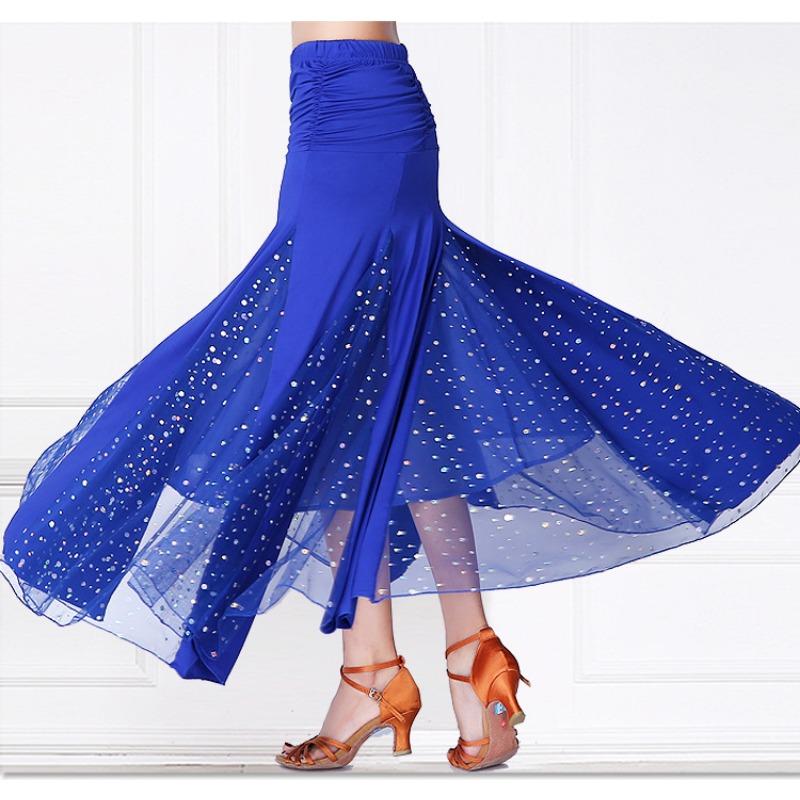 National Ball Dance Sequin Skirt Modern Dance Performance Competition Dance Skirt Waltz Dance Suit Practice Skirt Bust Skirt