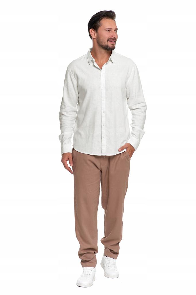 Men's Linen Shirt with Long Sleeves, Lightweight, Elegant, Classic, MORAJ XL OFF WHITE