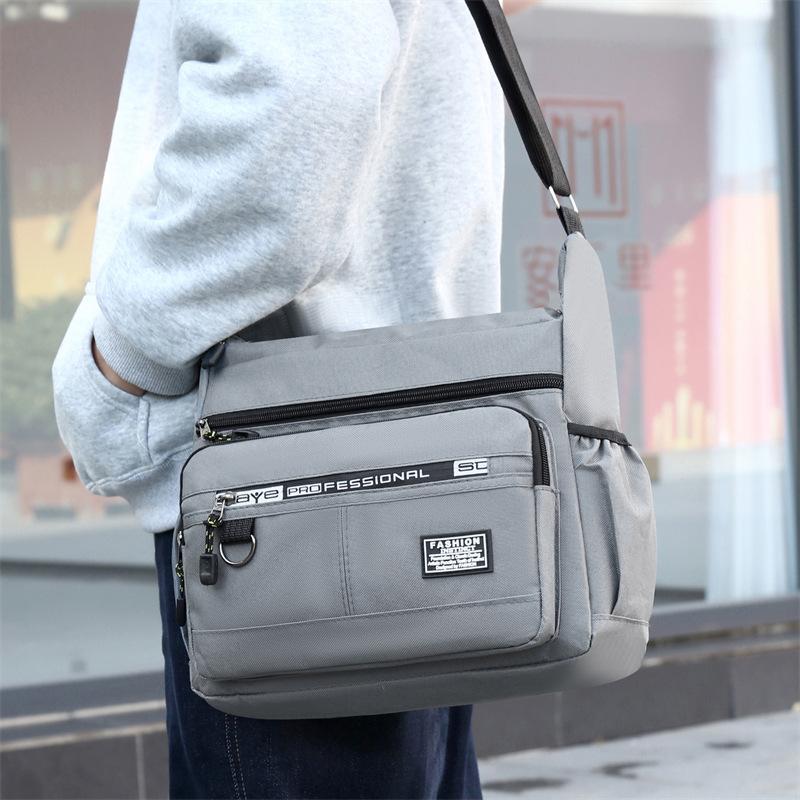 Men'S Crossbody Messenger Satchel - Multi-Layered Pockets, Adjustable Shoulder Strap, Business Single Shoulder Bag