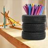 1pc Fun Tire-Shaped Pen Holder -PVC Desk Organizer, Ideal for School and Office Supplies, Painted Finish, Office Supplies