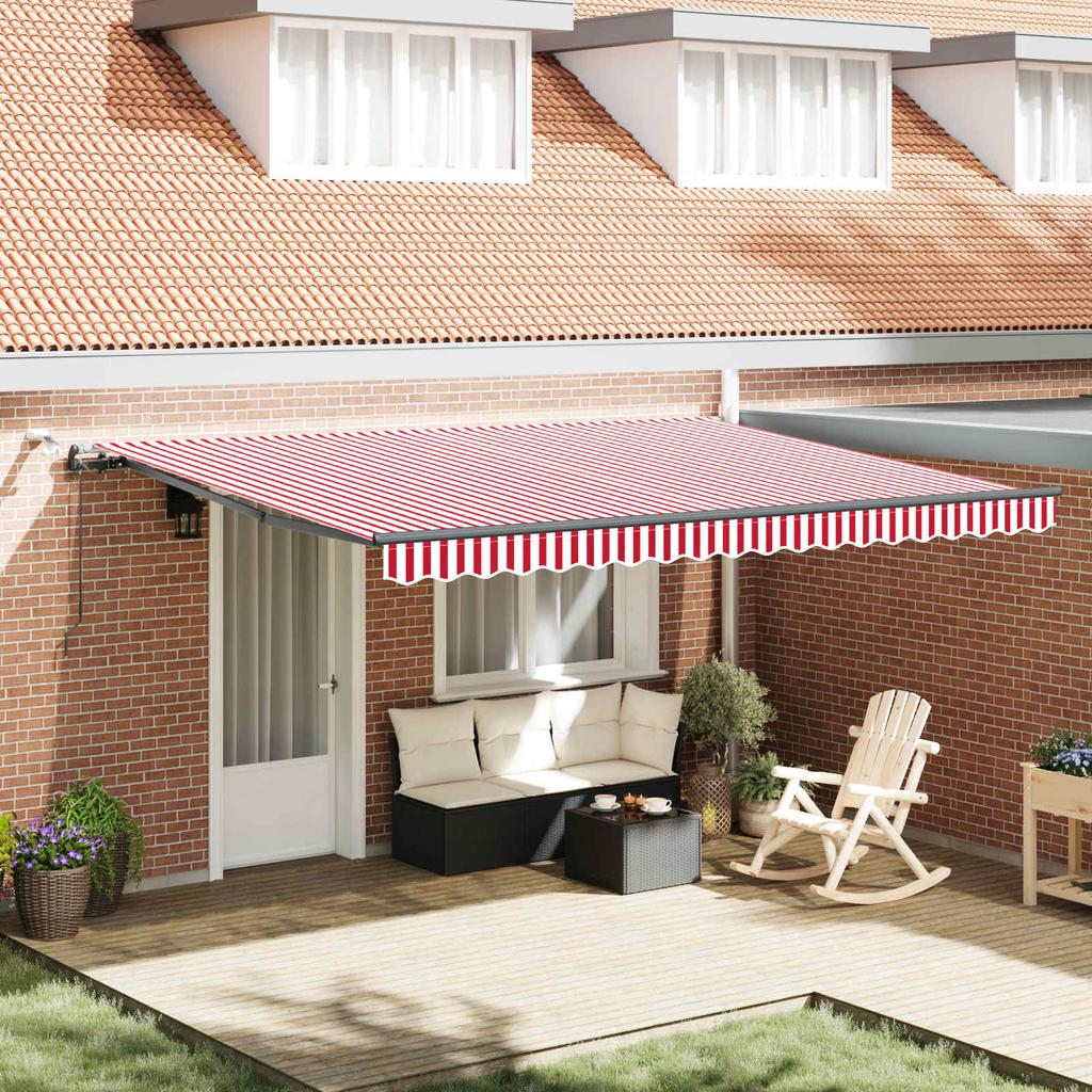 Awning Fabric Red and White 450 x 300 cm Polyester