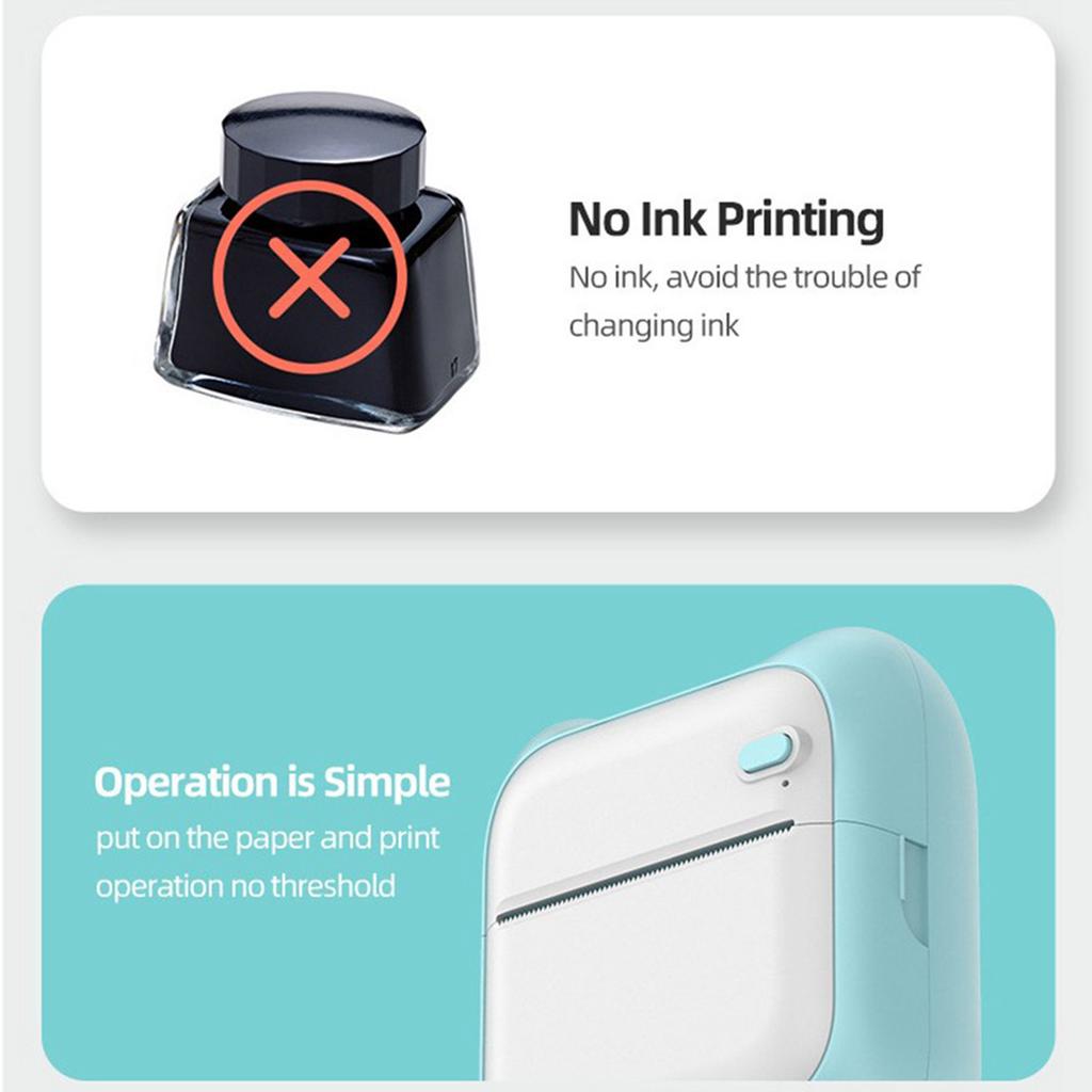 Портативный мини-принтер Беспроводной BT Термопринтер Простое управление Совместим с Android IOS Карманный принтер Принтер для этикеток