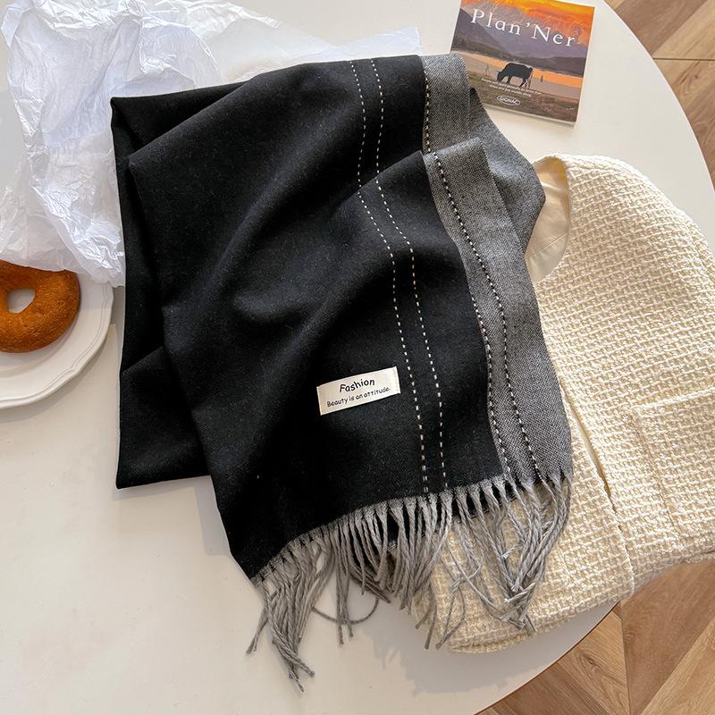 Luxury Winter Cashmere Scarf Women 2 Colours Handkerchief Warm Pashmina Female Shawl Korean Wrap Soft Bufanda Scarves Stole