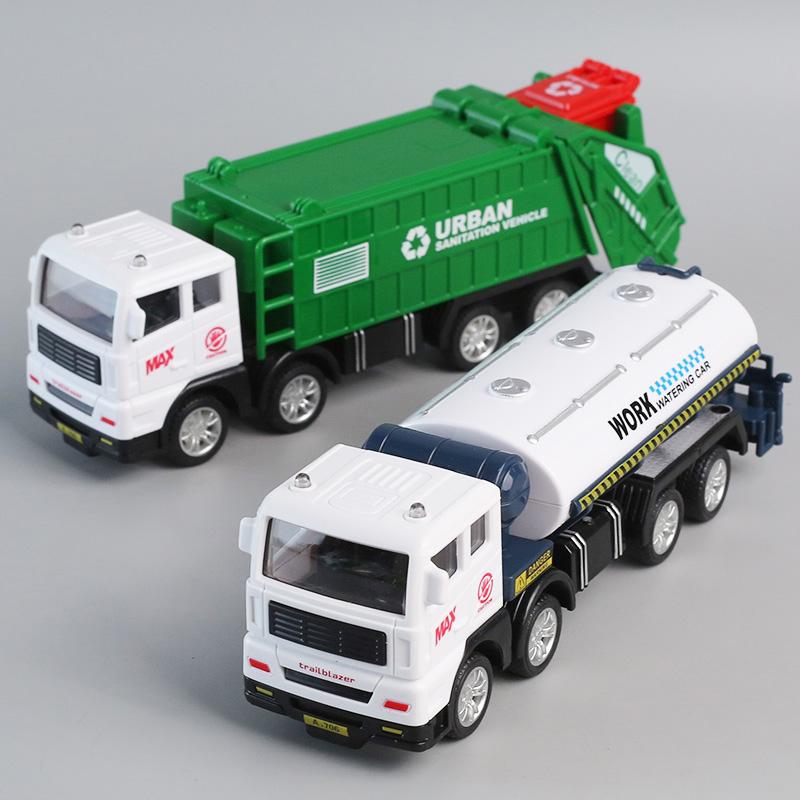 Simulated garbage classification sanitation vehicle inertial car children's open lid trash can urban transport vehicle model