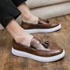 Leather Shoes Men Gain Height Lazy People Pedal Loafers Fashionable Fringed Beanie Shoes Chef Driving Driving Shoes Trendy Shoes