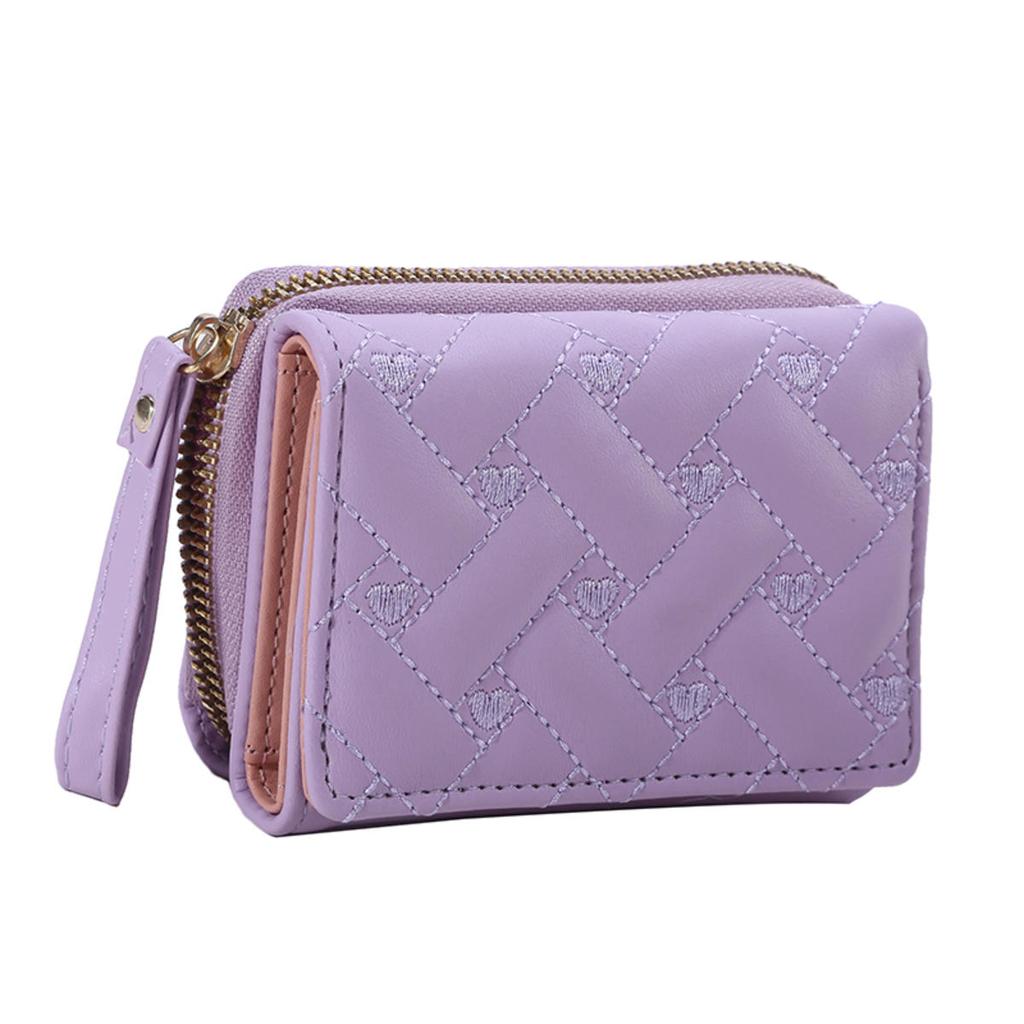 Women's Short Embroidered Love Zero Wallet Zipper Buckle Large Capacity Card Bag Versatile Fashion Simple
