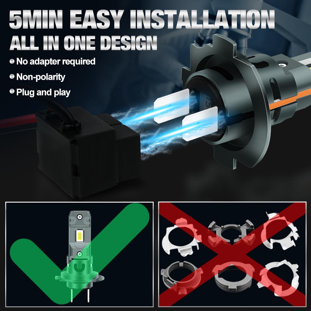 2 шт. 20000 лм H7 светодиодные лампы для фар 60 Вт мини беспроводные CSP автомобильные фары с вентилятором авто диодные лампы H7 турбо светодиодные автомобильные огни Canbus 12 В 6500 К белый