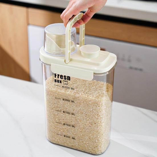 Диспенсер для сухих продуктов с ручкой, влагозащищенный и пыленепроницаемый, прозрачное ведро для рисовых зерен, пластиковый резервуар большой емкости для соевой муки