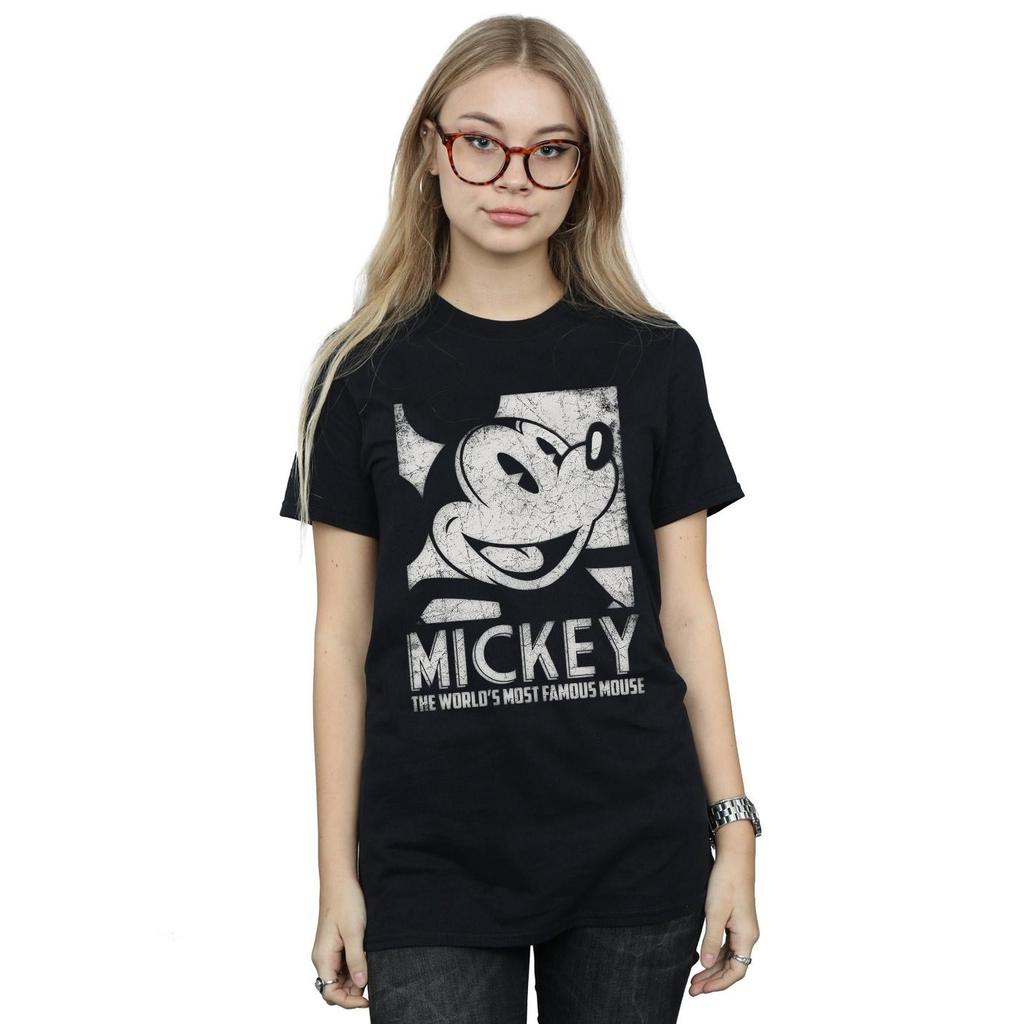 Disney Womens/Ladies Mickey Mouse Most Famous Cotton Boyfriend T-Shirt