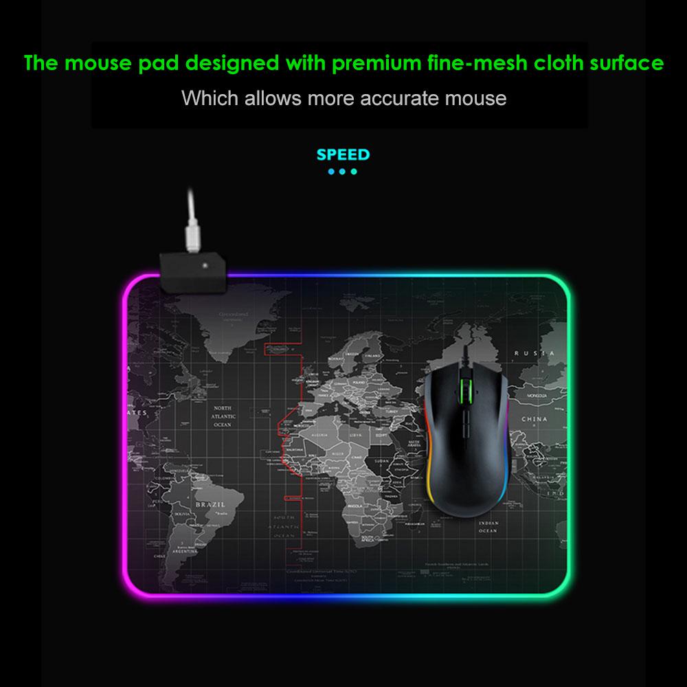 Светодиодный RGB коврик для мыши Коврик для мыши 14 режимов освещения Игровой Очень большой мягкий удлиненный нескользящий коврик для мыши для ПК, ноутбука