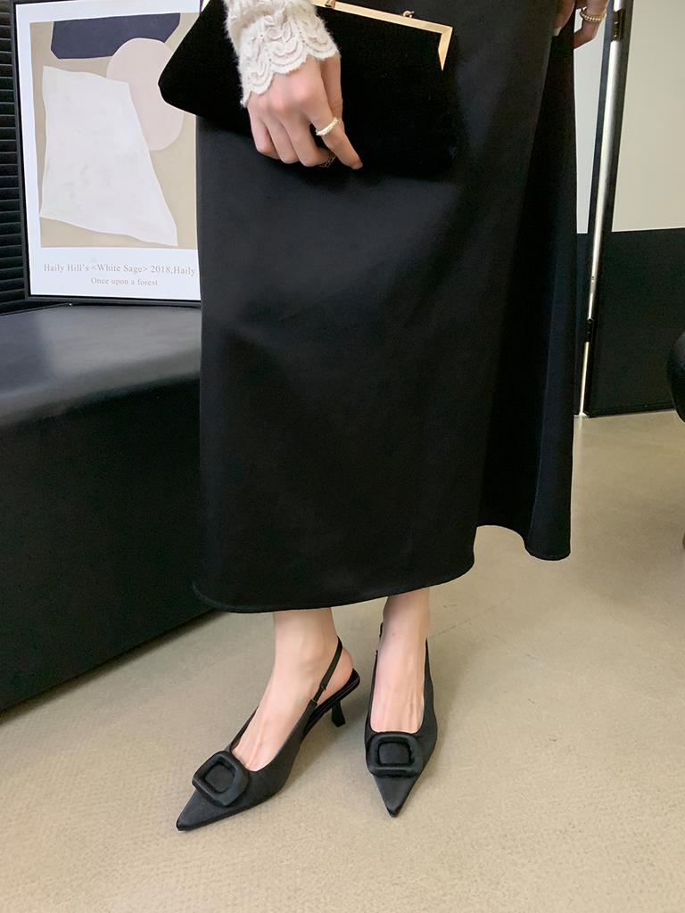 Модные женские босоножки с острым носком 2024 года, новые поступления, модные туфли для вечеринок, черные, красные, бежевые, на тонком высоком каблуке, туфли-лодочки с пряжкой на ремне 35-39