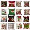 New Christmas Pillowcase Christmas Snowman Living Room Decoration Linen Sofa Cushion Cover Car Waist Pillowcase Cover