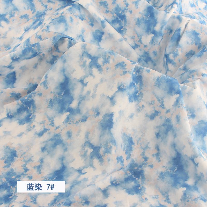 Имитация тай-дай синий краситель Цветочный принт Хлопковый поплин Тонкая ткань для DIY Детская одежда Ручная работа Аксессуары хлопковая ткань