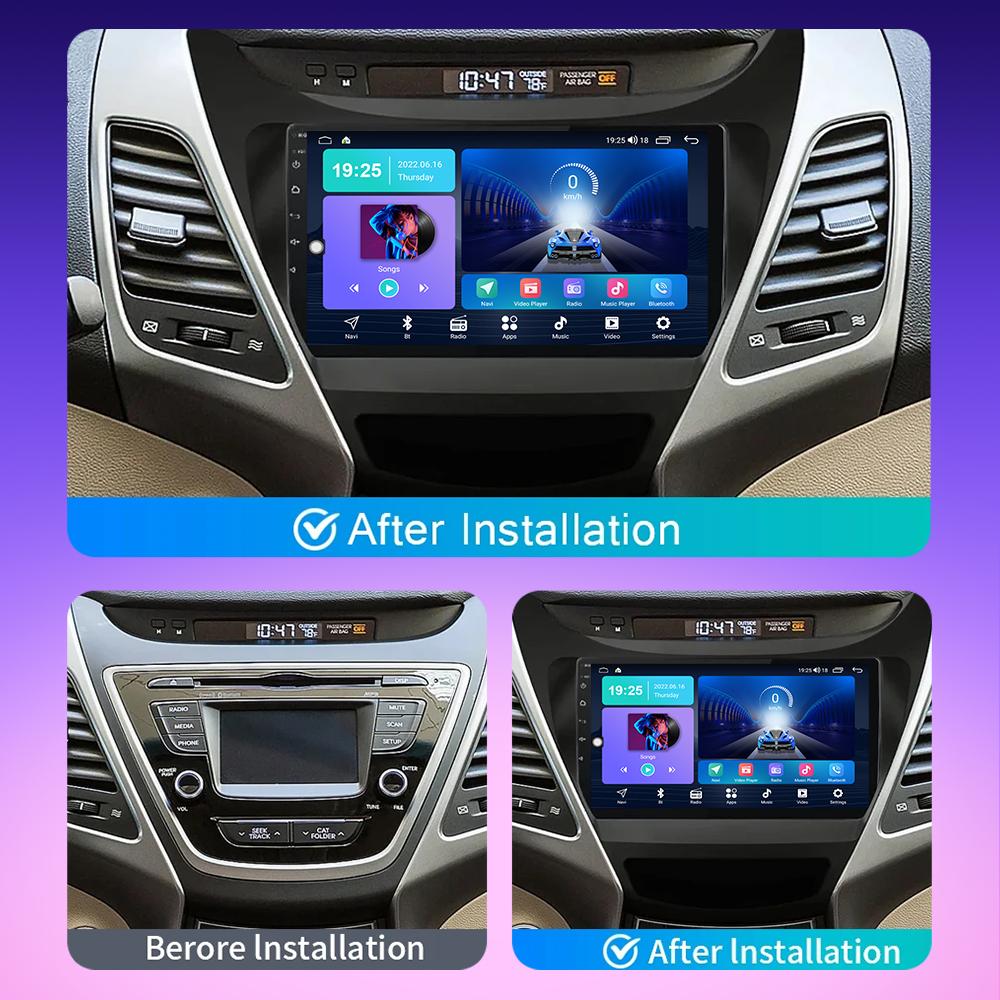 2 DIN Android Carplay автомобильное радио для Hyundai Elantra MD 2011-2013 мультимедийный проигрыватель головное устройство стерео GPS навигация BT WIFI 2+32 ГБ