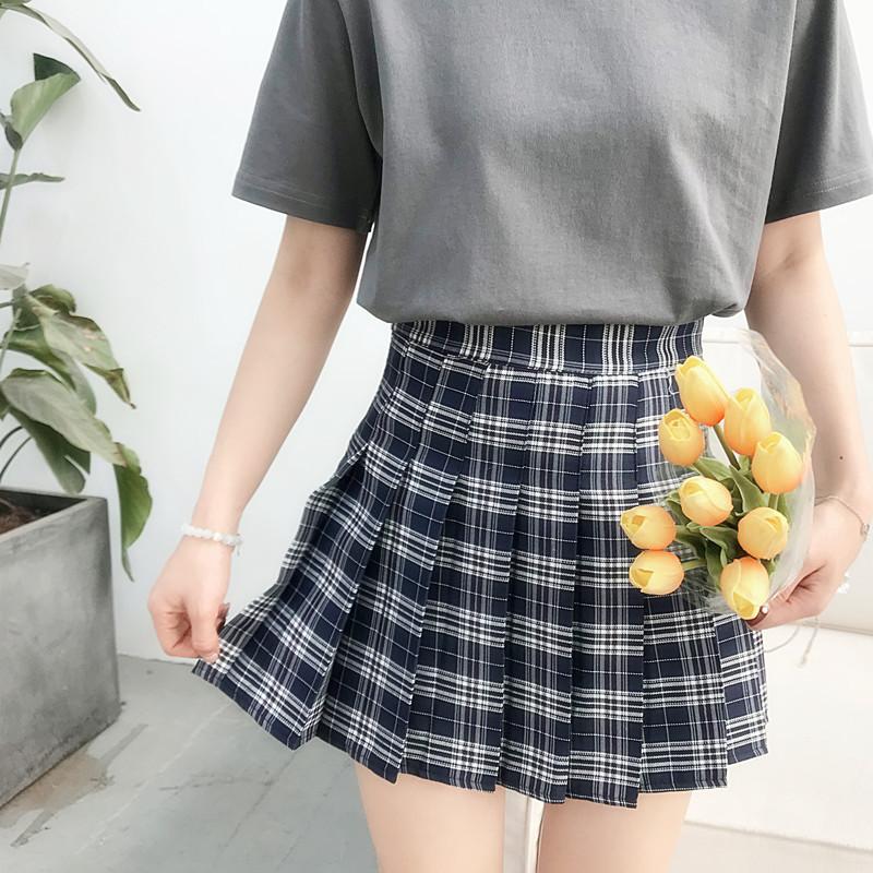 Plus Size Harajuku Short Skirt Korean Plaid Skirt Women Zipper High Waist School Girl Pleated Plaid Skirt Sexy Mini Skirt