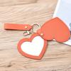 Love Heart Shape Makeup Mirror Waterproof Faux Leather Vanity Mirror Keychain Portable Travel Women Handheld Cosmetic Mirror Bag Pendant