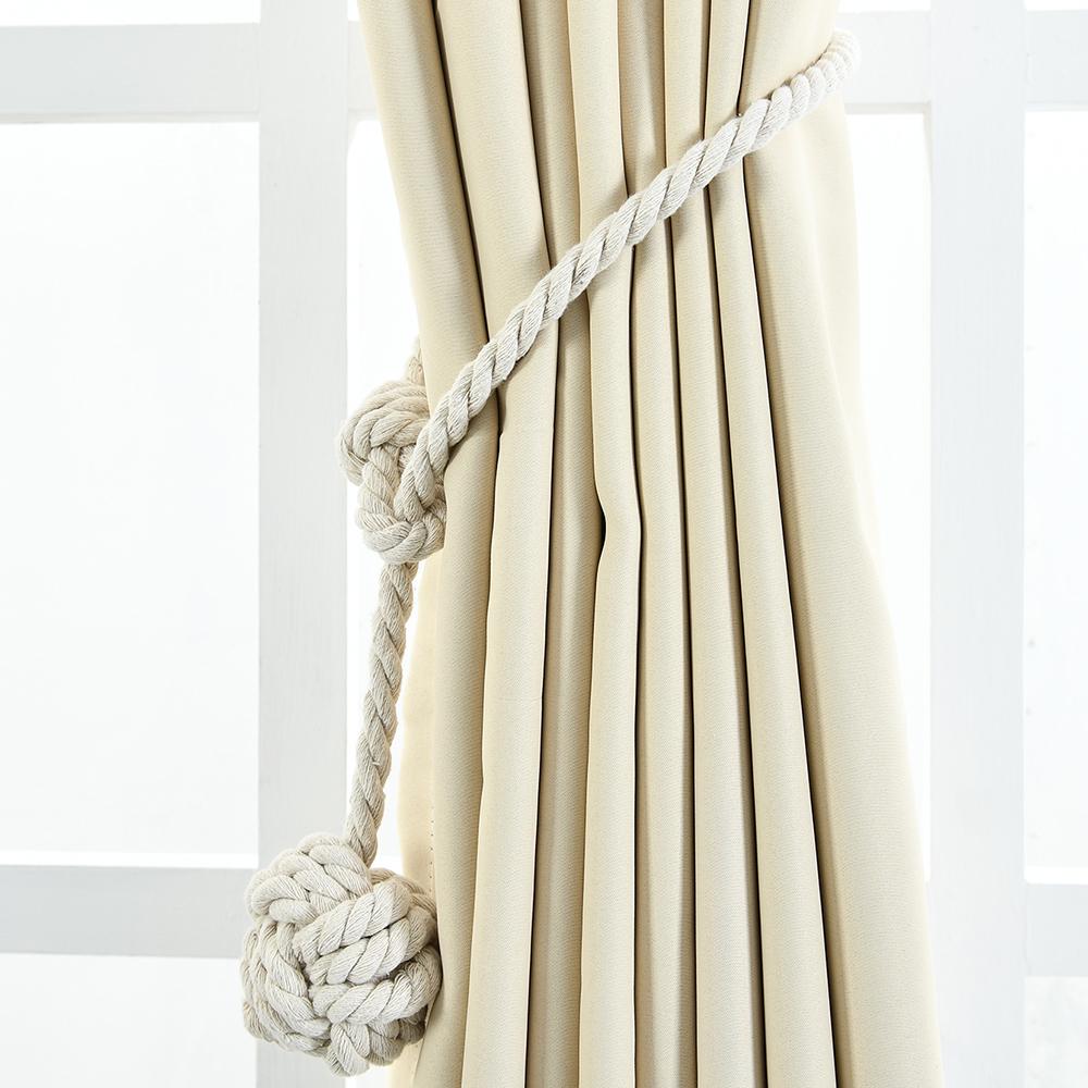 1Pair Curtain Tiebacks Rope Round Finial Drapery Tie Bakes Holdbacks