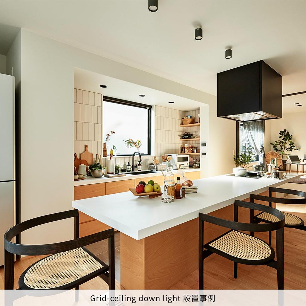 Artwork Studio Grid Ceiling Downlight, 40,000-Hour Lifetime, Color Temperature Adjustable (WarmWhite), White, AW-0552E-WH [LED Bulb Built-in]