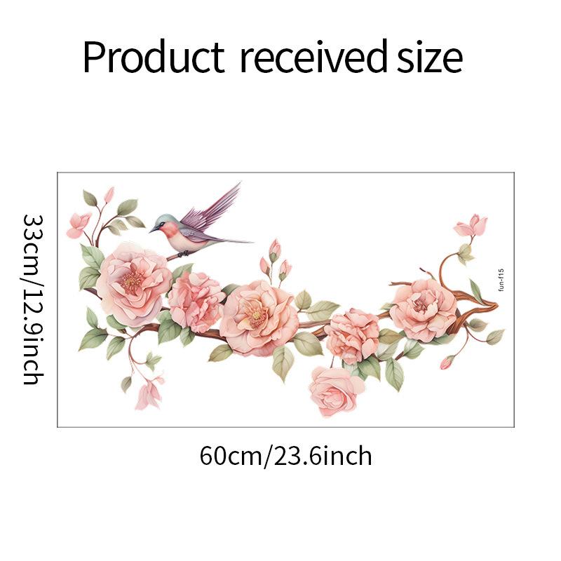 Fun-f15 Flower Branches Bird Bedroom Living Room Study Home Decoration Wall Stickers Self-adhesive