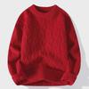 Men's Autumn/Winter Casual Twisted Sweater - Light Mature Style, Solid Color, Round Neck Pullover