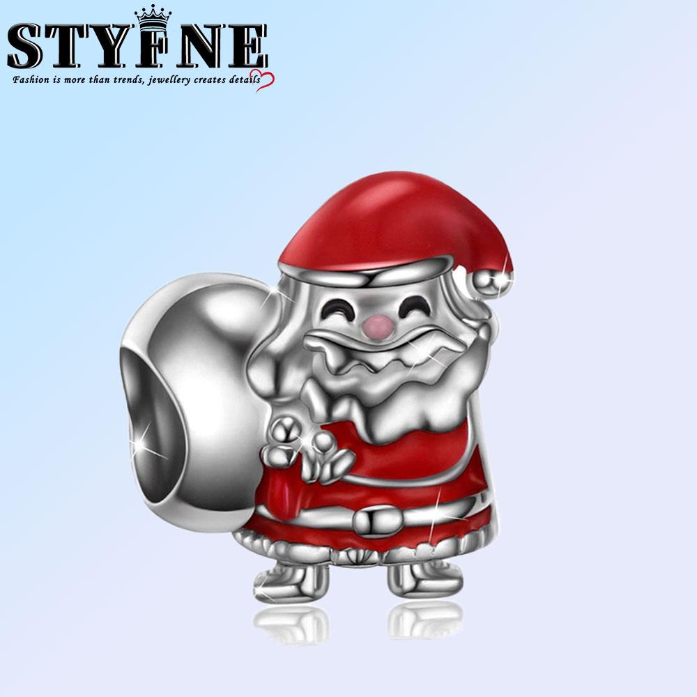 Медная Снежинка Рождественская Елка Средний Подарок Зеленый Олень Шармы Бусины Бренд Браслет Изысканный DIY Изготовление Украшений Женский Подарок