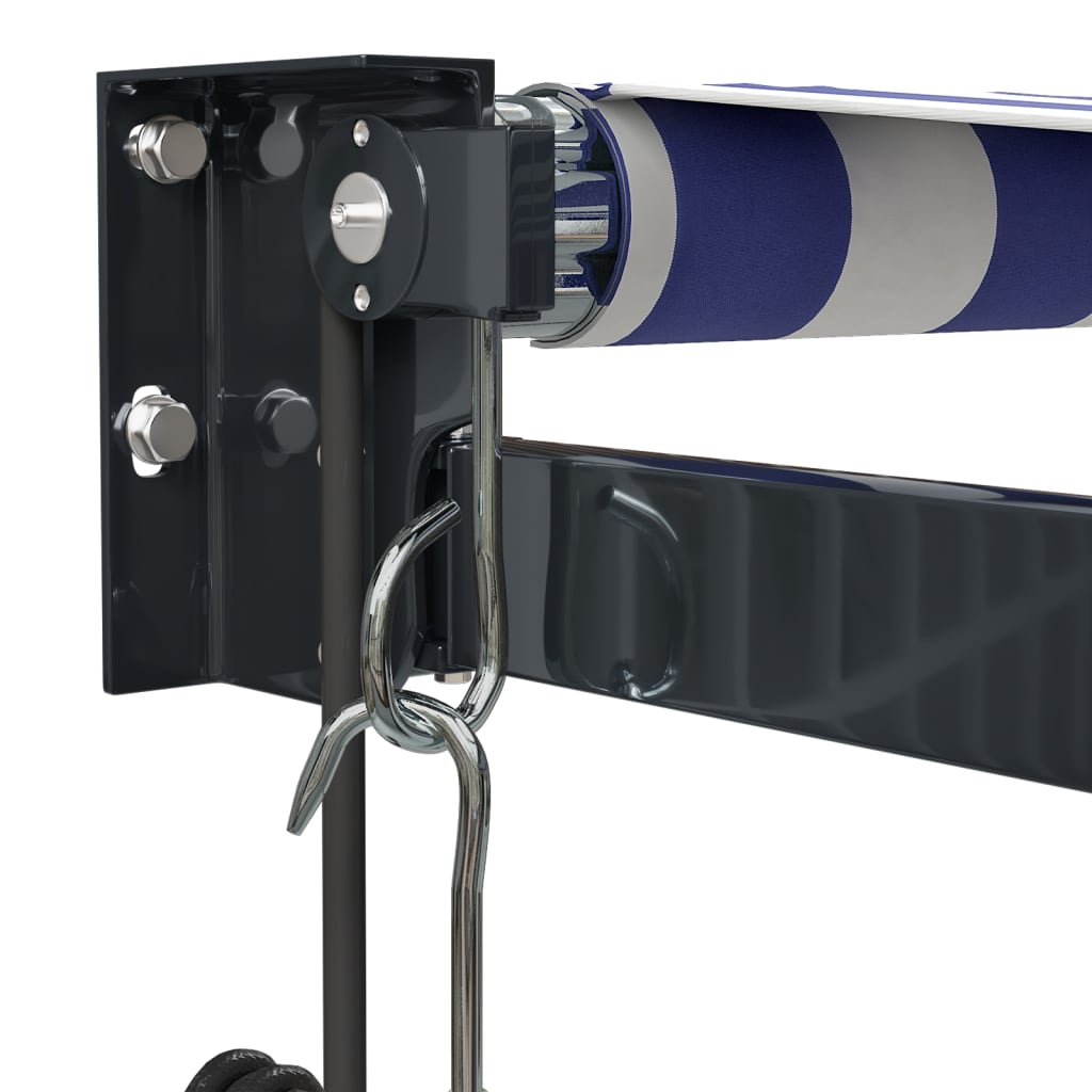 Electric Awning with Crank Blue and White 3x2.5 m