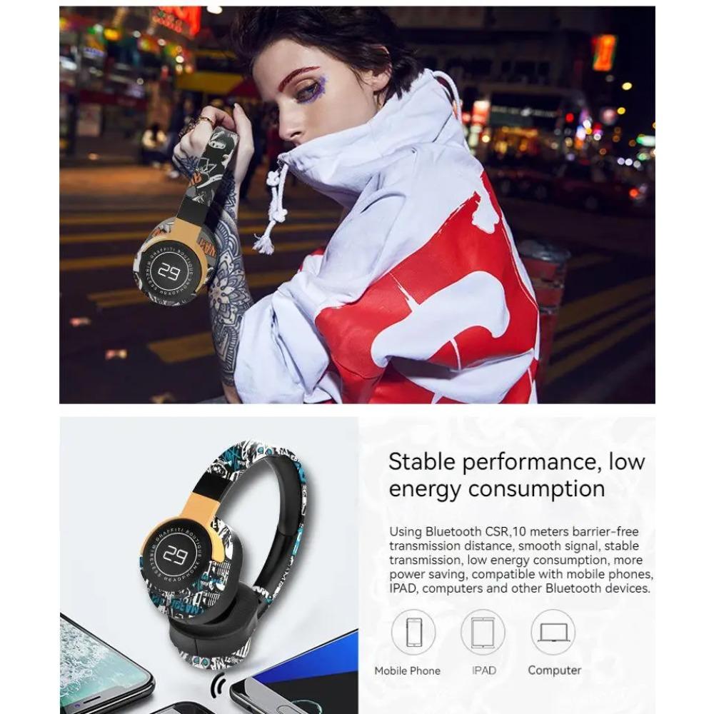 НОВЫЕ беспроводные наушники Graffiti Bluetooth 5.1 с глубокими басами и шумоподавлением, стереогарнитуры HiFi с микрофоном HD