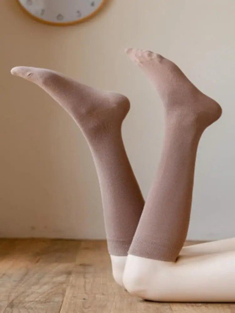 Хлопковые тонкие пластиковые чулки выше колена для девочек JK в студенческом стиле