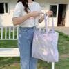 Women Letter Embroidery Shoulder Canvas Large Capacity Student Tote Bag
