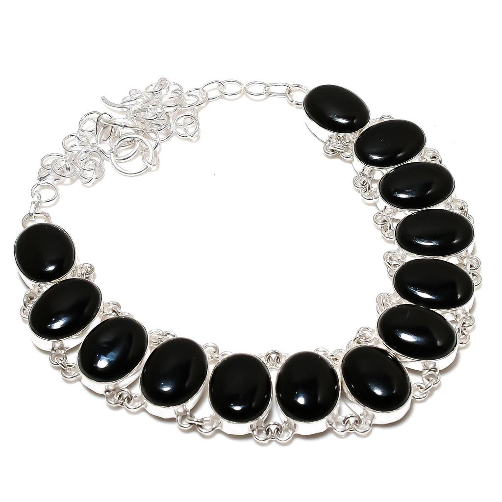 Натуральный черный оникс драгоценный камень ручной работы из стерлингового серебра 925 пробы, ожерелье с гальванопластикой, черный оникс серебро для жены, подвеска унисекс, праздничные наряды, подарки