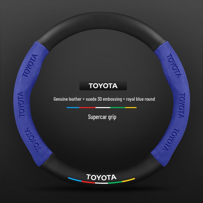 Нескользящая кожаная накладка на руль Toyota Prado из углеродного волокна