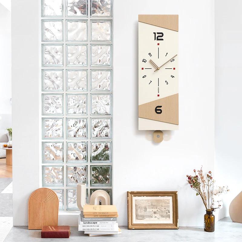 Современное украшение для дома без перфорированных настенных часов Украшение для гостиной Качающиеся настенные часы Бесшумные часы
