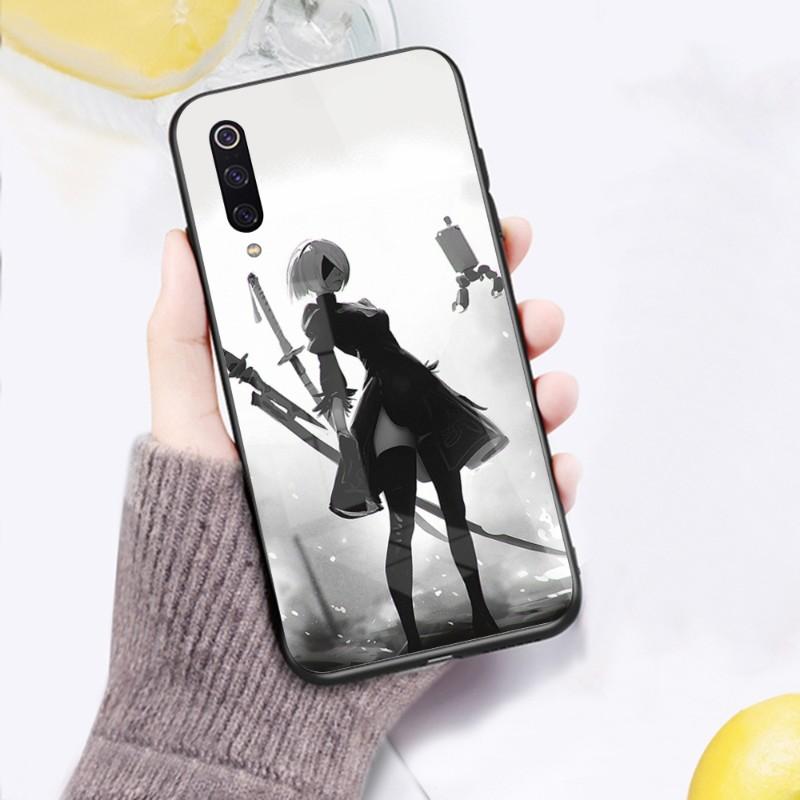 Милый чехол для телефона Nier Automata для Xiaomi 12 11T 10 9 Redmi Note 11 10 10S Pro Redmi 9 9A 8, черный стеклянный чехол из поликарбоната