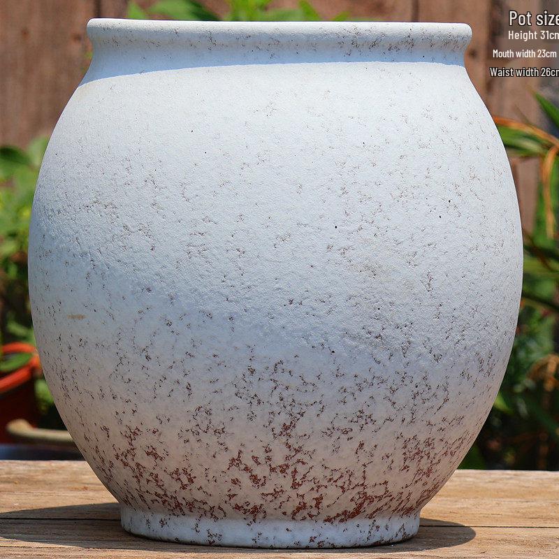 Vintage Ceramic Pot for Indoor/Outdoor Use – Large, Breathable Coarse Pottery for Green Plants, Tall Wide Mouth Design for Bougainvillea & Succulents