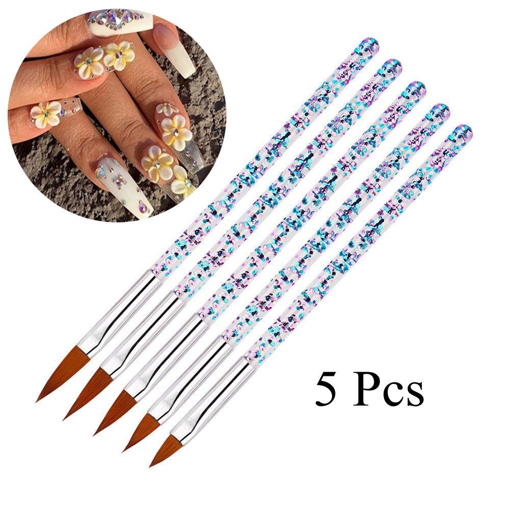 Beauty Crystal Handle Gradient Manicure Carving Brushes Nail Extension Acrylic UV Gel Nail Pen