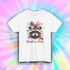 Feral But Free Raccoon Shirt | Funny Patriotic USA Flag Bow Graphic Tee