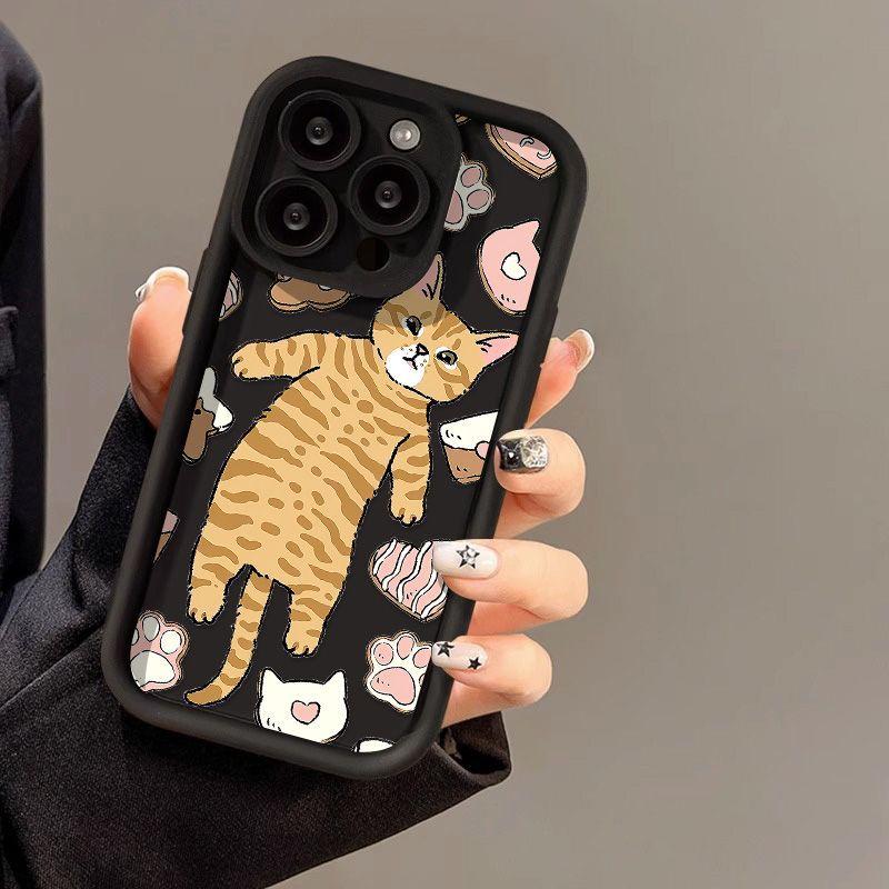 Милый кот подходит для чехла на телефон iPhone17 Apple 17promax новый 14 мелкие отверстия 13/12 заводской 11