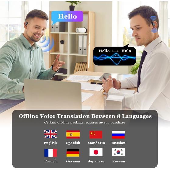 Ai Translating Earbuds, Wireless Bluetooth AI Translation Earbuds Real Time Language Translator, Ear Pod Translator, 144 Languages & Accents