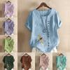 Women's Fashion Dragonfly Print Short Sleeve T-shirt Loose Cotton Shirt Casual Loose Summer Blouse Tops Plus Size
