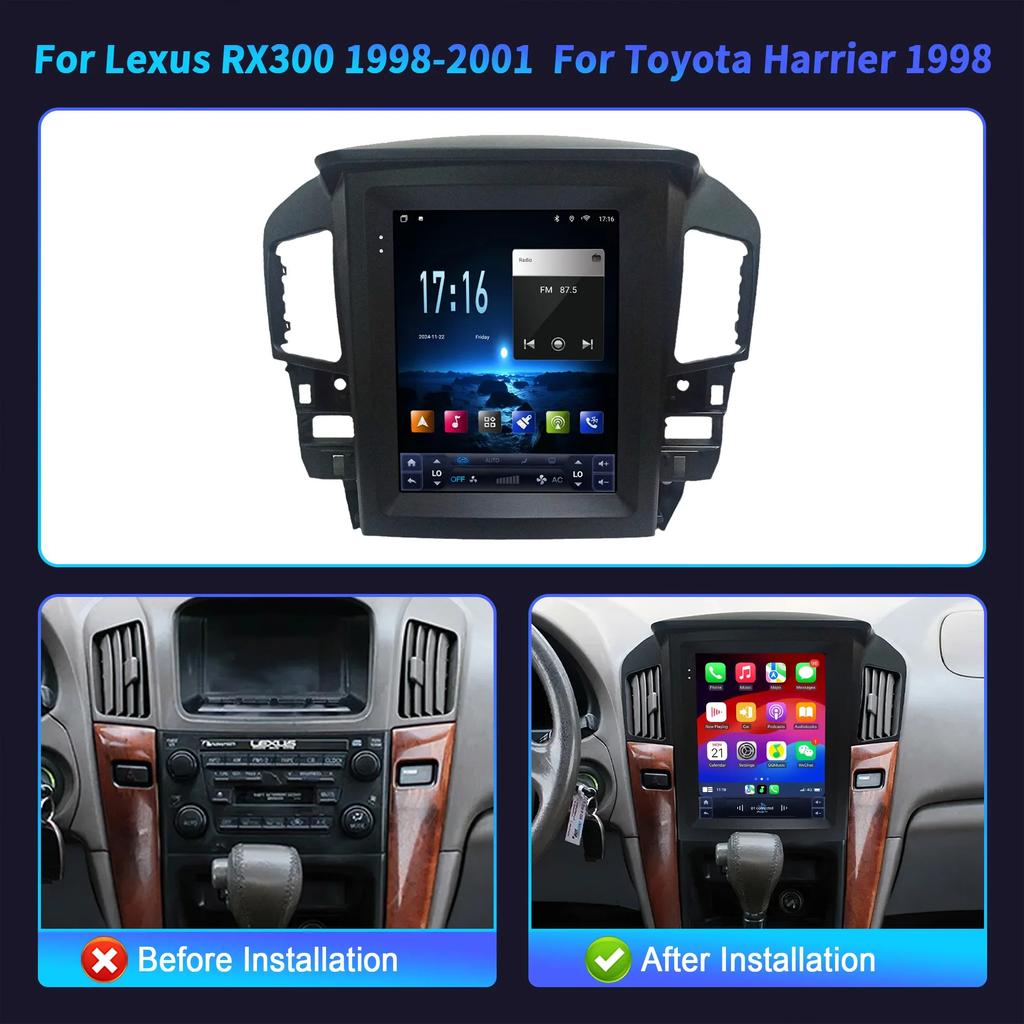 9,7" Для Lexus RX300 1998-2001 Для Toyota Harrier 1998 Android 14 Автомобильный Радио Мультимедиа Видео Плеер Навигация 4G GPS Без DVD