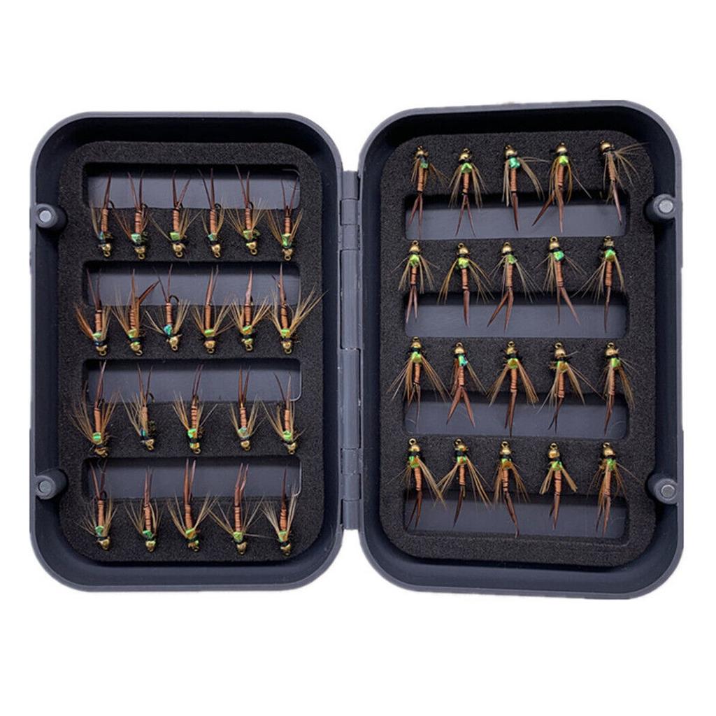 24 шт. латунная бусина с головкой, приманки для рыбалки нахлыстом, приманки для ловли форели, приманки с коробкой для мух