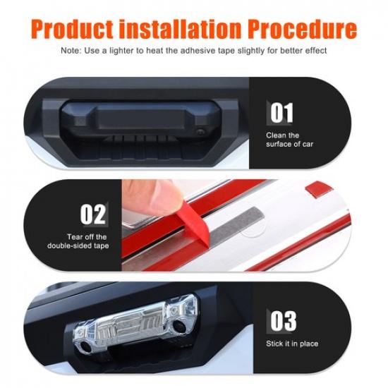 Mecha Silver ABS Tailgate Handle Cover Trim For Toyota Tundra +