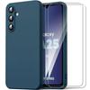 Protective Case - BOOLING - for Samsung Galaxy A25 5G - Soft Silicone - Navy Blue - Tempered Glasses Included